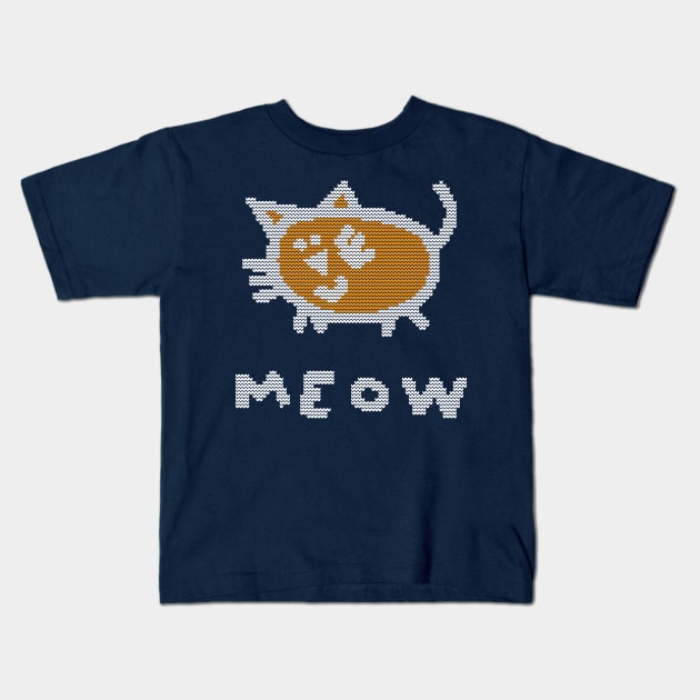 Knitted Kitty Cat Meow Kids T-Shirt by ellenhenryart